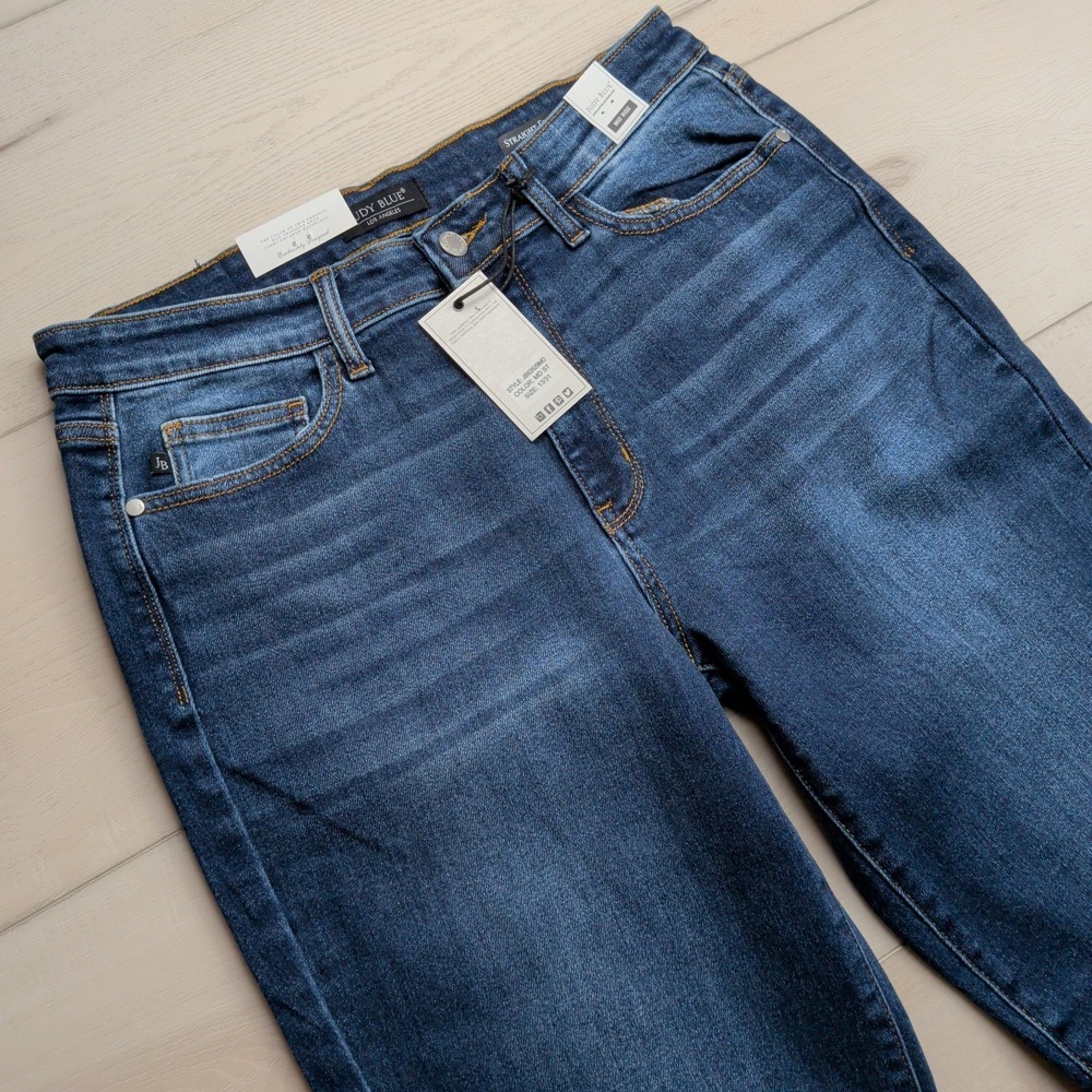 NEW Judy Blue Dusklight Dreamer Straight Jeans Womens 13/31 Blue Denim Stretch